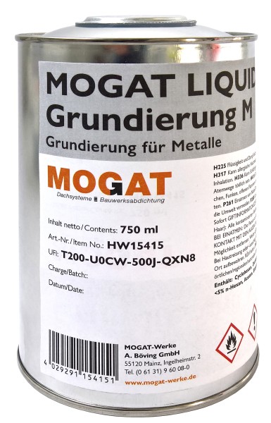 MOGAT LIQUID SOLO 1K Grundierung M einkomponentige, schwarze Grundierung für Untergründe aus Metall Gebindegröße 750 g Verbrauchsmenge 80 bis 100 g/m²